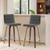 Bekrvio 26" Counter Height Bar Stools - PU Leather Swivel, L Shape Back, Upholstered, Mid-Century Modern Chairs for Kitchen Counter Island - 2 of 4