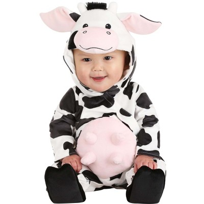 HalloweenCostumes.com 3-6 Months   Cutie Infant Cow Costume., Black/White/Pink