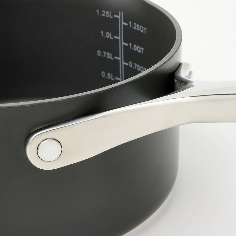 1.5qt Nonstick Hard Anodized Aluminum Sauce Pan with Straining Lid Dark Gray - Figmint&#8482;, 5 of 11