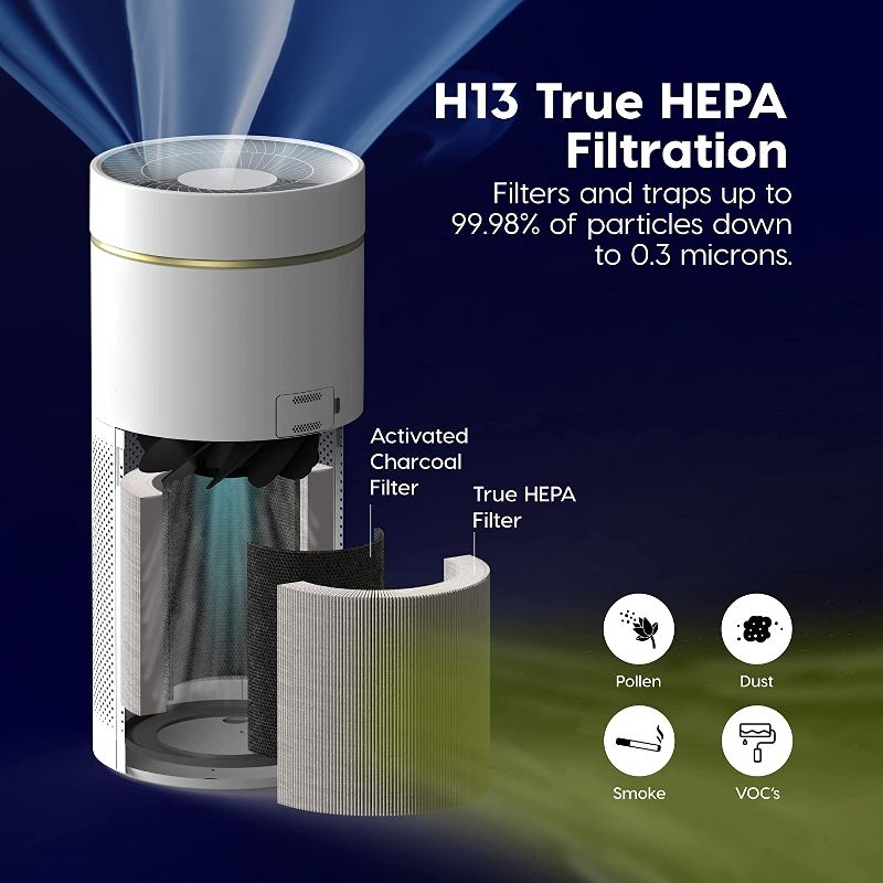 IRIS USA WOOZOO Air Purifiers with H13 True HEPA Filter Remove Up to 99.97% of Particles 1558ft, 4 of 8