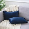 Unique Bargains Farmhouse Bedroom Decorative Velvet Pompoms Fringe Throw Pillow Covers 2 Pcs - 2 of 4