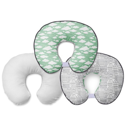 Bacati - 3 PC Clouds in The City Gray Hugster Feeding & Infant Support Nursing Pillow