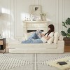 78.5'' Convertible Corduroy Round Sofa Bed, 2-in-1 Oversized Lounge Recliner with Neck & Throw Pillows, Ready to Use-3irtyhousy - 3 of 4