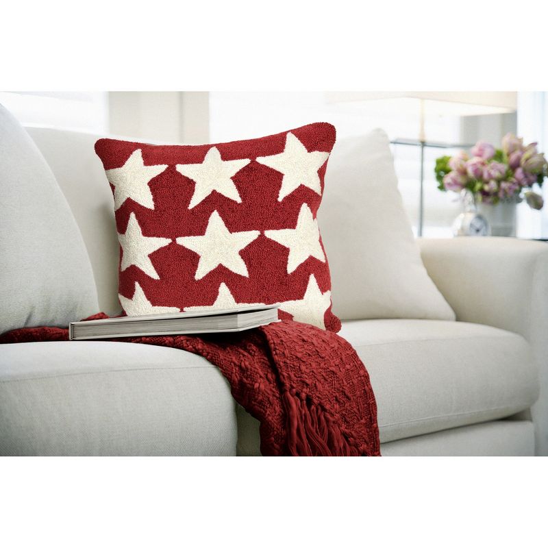 Liora Manne Frontporch Stars Indoor/Outdoor Pillow Red 18" x 18", 3 of 7