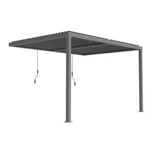 Aoodor 13'x10' Wall Mounted Pergola with Adjustable Waterproof Louvered Roof, Lean-to Aluminum Patio Sun Shade Gazebo for Outdoor Deck Garden - 1 of 4