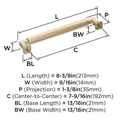 Golden Champagne 7-9/16" Cabinet Drawer Pull with Mounting Hardware