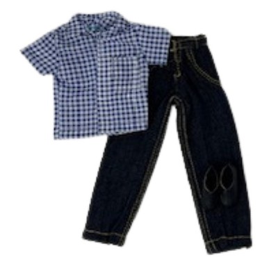 Doll Clothes Superstore Denim Jeans, Blue Checked Shirt, and Shoes Set for Ken – Barbie’s Stylish Friend
