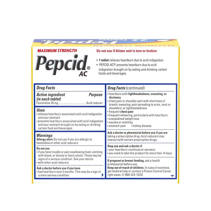 Pepcid AC Maximum Strength Heartburn Prevention &#38; Relief Tablets - 25 ct., 3 of 13