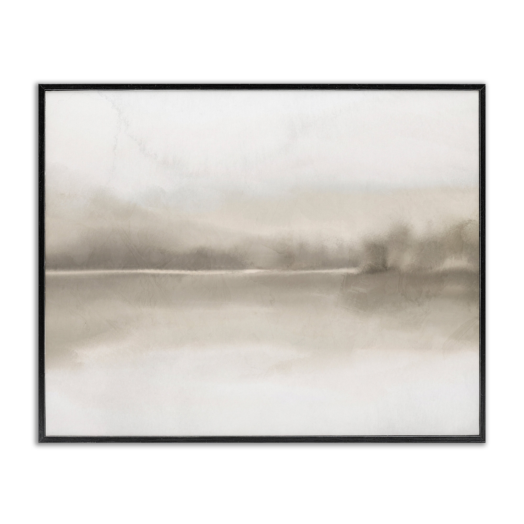 Stupell Industries Hazy Lakeside Landscape Reflection Modern Abstract Design Framed Giclee Art, Black, 30" x 24"