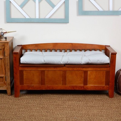 Ivory Polyester Non-Slip Tufted Bench Cushion, 43" x 14"