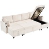 NicBex Modern 111.8" Pull Out Sofa Bed Chenille Convertible Sleeper Sofa with Hidden Storage for Living Room - 4 of 4