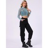 INSPIRE CHIC Women's Sheer Stand Collar Zip Up Shiny Cropped Jacket - 3 of 4