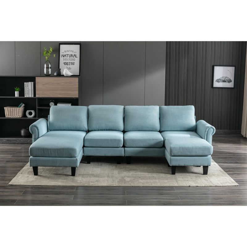 108" U-Shape Convertible Sectional Sofa Couch with Movable Ottoman-ModernLuxe, 2 of 15