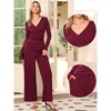 INSPIRE CHIC Women's Long Sleeve V Neck Drawstring Elastic Waist Wide Leg with Pockets Tracksuits - 2 of 4