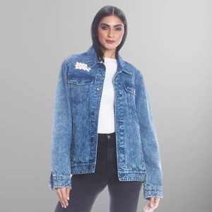 Members Only Women's Chuckie Nickelodeon Denim Oversized Jacket - 1 of 4