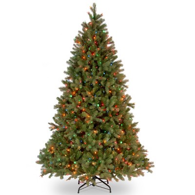 National Tree Company Pre-Lit 'Feel Real' Artificial Full Downswept Christmas Tree, Green, Douglas Fir, Multicolor Lights, Includes Stand, 6.5ft