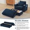 Chaise Lounge Sofa Couch with Storage Ottoman and USB Ports, Armchair with Cup Holders and Phone Holder, Sleeper Sofa Chair with Side Pockets-Koiai - 3 of 4