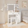 Vanity Desk with 3 Lights Brightness, Vanity Set with Mirror, Makeup Vanity Desk with Large Drawers & Three Level Storage Dreeser for Bedroom - 2 of 4