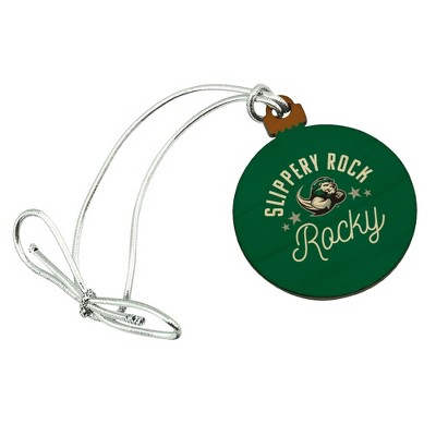 Slippery Rock The Rock Mini Small Tiny Wood Christmas Tree Holiday Ornament