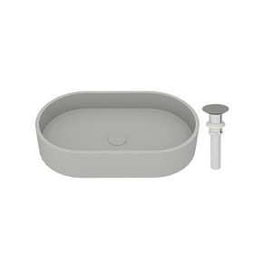 CASAINC 24'' Oval Concrete Bathroom Vessel Sink with Drainer, Cold Concrete Gray - 1 of 4