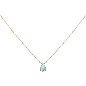 Unique Bargains Women's Birthstone Cubic Zirconia 18K Gold Plated Teardrop Necklace 17.7" - 1 of 4