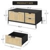 Farmhouse Rattan Coffee Table, Modern Center Table 2 Drawers Storage Cabinet and Open Shelf, Rectangle End Table with Metal Frame for Living Room - 2 of 4