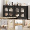 32" Modern Sideboard Cabinet with Glass Doors & Adjustable Shelves - Black Accent Storage for Living Room - 2 of 4