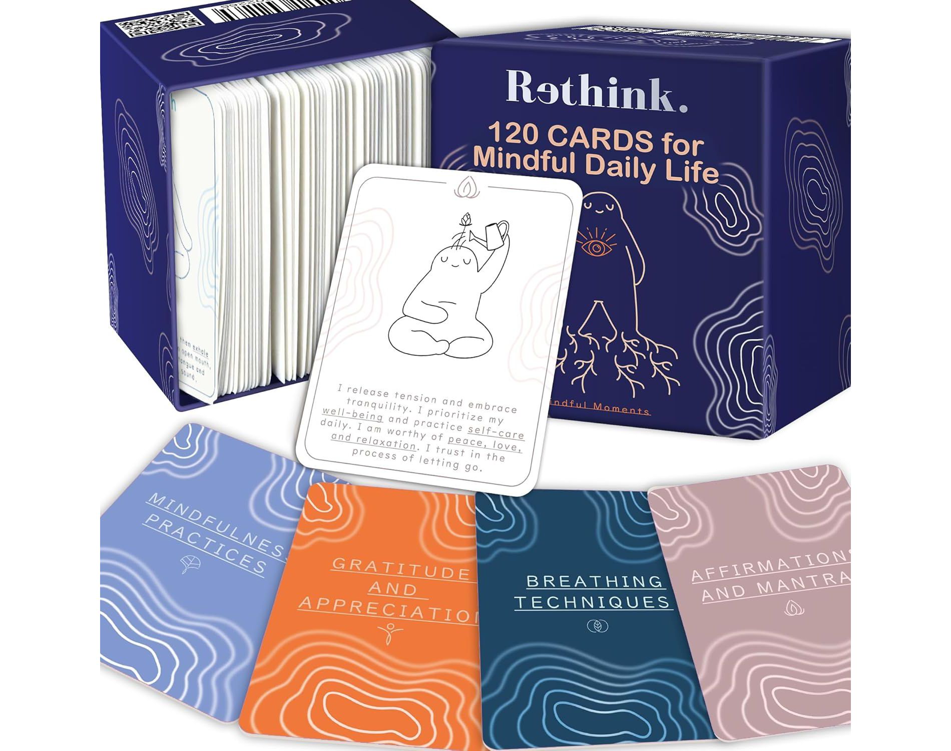 QUOKKA 120 Meditation Cards - Anxiety Relief Items Affirmation Cards - Calming Self Care for Women - Perfect Mindfulness for Young & Adult