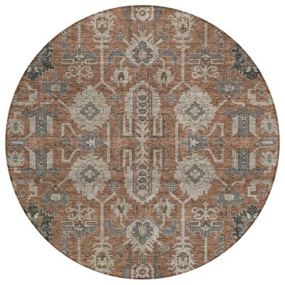 Brown Gray And Charcoal Oriental Washable Indoor Outdoor Area Rug