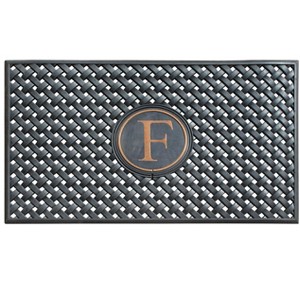 A1HC Natural Rubber Large Monogrammed Door Mat 24" x 39" Scrapes Shoes Clean of Dirt & Grime Doormat - 1 of 4