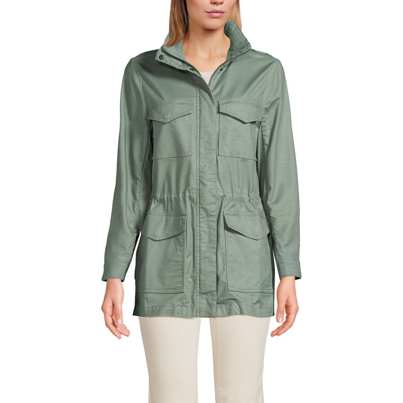 Lands' End Women's Cotton Hooded Jacket with Cargo Pockets, 1 of 7