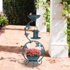 phiestina 37.8 inch Bird Bath and Solar Bird Feeders Combo, Flower Planter Pedestal, Weather Resistant, Antique Blue - 4 of 4