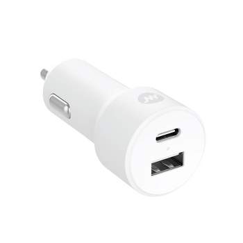 Just Wireless Pro Series 32W 2-Port USB-A & USB-C Car Charger - White