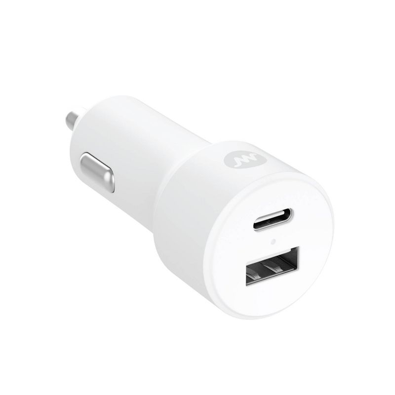 Just Wireless Pro Series 32W 2-Port USB-A &#38; USB-C Car Charger - White, 1 of 7