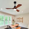 Wanze of Ocean 42 in. Smart Black Solid Wood Brown Blades 2-Size Downrod Mount Standard Ceiling Fan with 3-Color Dimmable LED Light - 2 of 4
