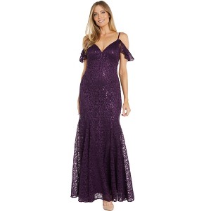 R & M Richards Womens Sequin Lace Cold Shoulder Dress - 1 of 1