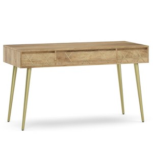 HomeStock Jager Solid Mango Wood Mid Century - Contemporary 54 Inch Wide Desk In Natural - 1 of 4