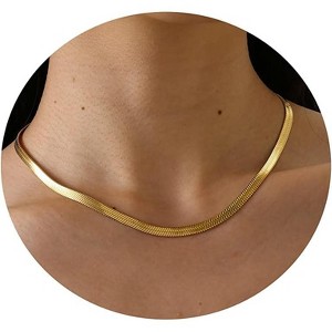 Dainty Gold Chain Necklace For Women - 18K Gold Plated Coin Disc Choker With Beaded & Paper Clip Layered Chain, Everyday Jewelry Gift - 1 of 4