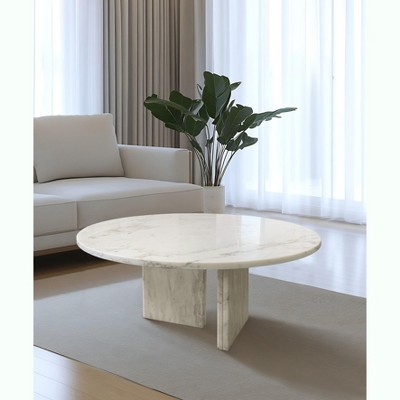 TOAOTBNBO Round Coffee Table with Semi-polished Surface, Wood Center Tables without Flaws, Minimalist Coffee Tables for Living Room, Light Natural