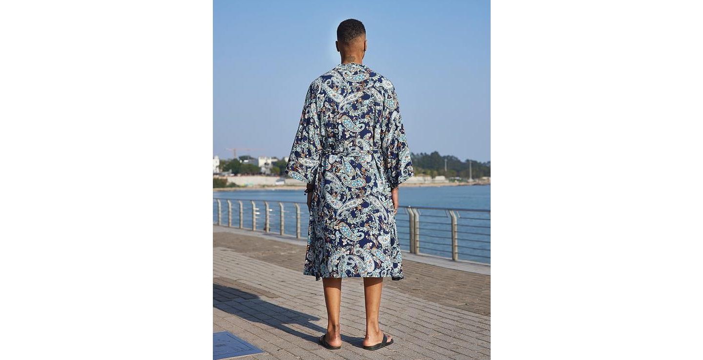 Халат Men' Cloak для мужчин — COOFANDY, цвет: Синий — фото 4