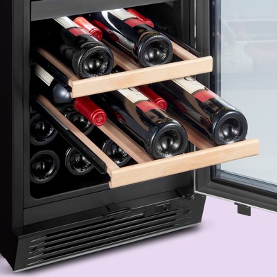 Comfee 28-Bottle Dual Zone Stainless Steel Wine Cooler with Digital Control
