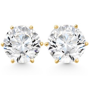 Pompeii3 2Ct tw Sylvie Round Diamond Studs 14k Gold Lab Created - 1 of 3