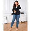 Plus Size Women's V-Neck 3/4 Sleeve Blazer Two-Button Tailed Cardigan - 4 of 4