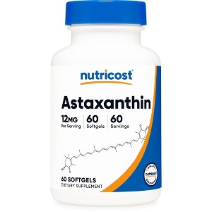Nutricost Astaxanthin (12mg) 60 Softgels - GMO-Free and Gluten Free (2 Month Supply) - 1 of 4
