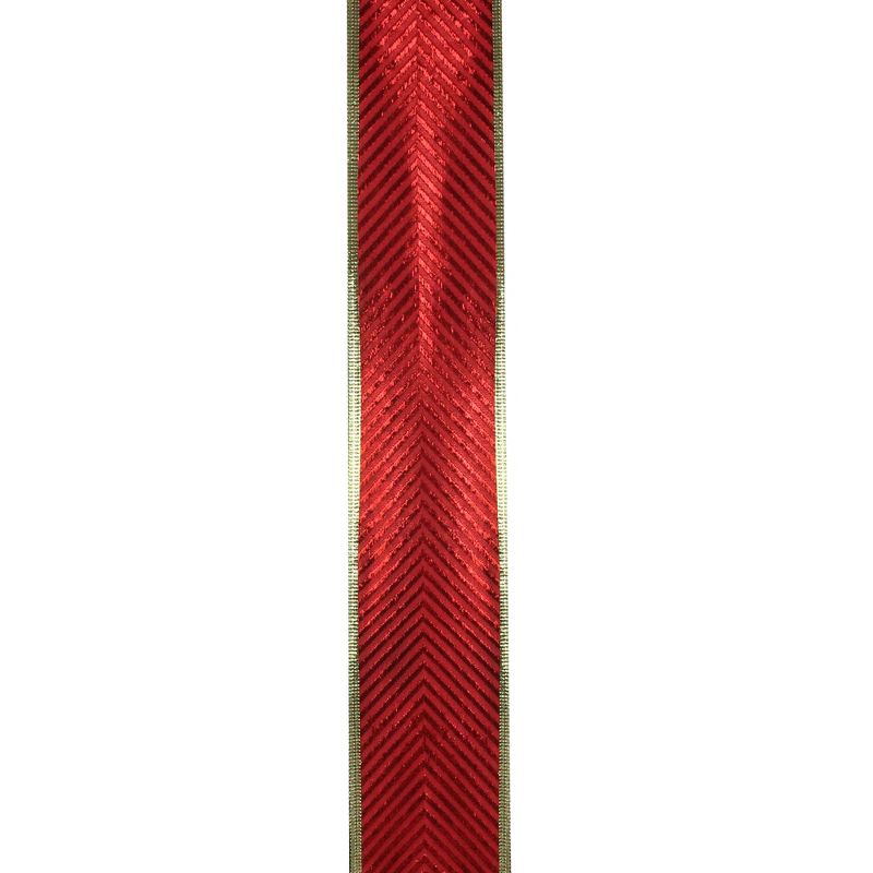 Northlight Shiny Red and Gold Striped Wired Christmas Craft Ribbon 2.5" x 10 Yards, 2 of 4