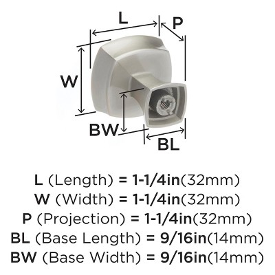 Satin Nickel Brushed Square Cabinet Knob 10-Pack