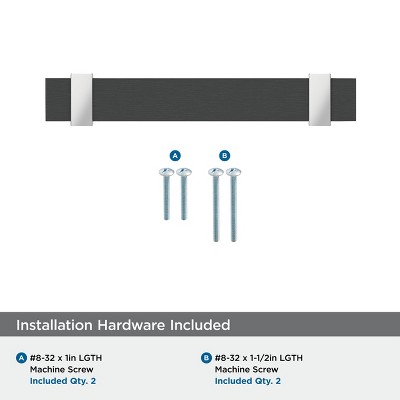 Overton 3-3/4 inch Matte Black and Polished Chrome Bar Pull
