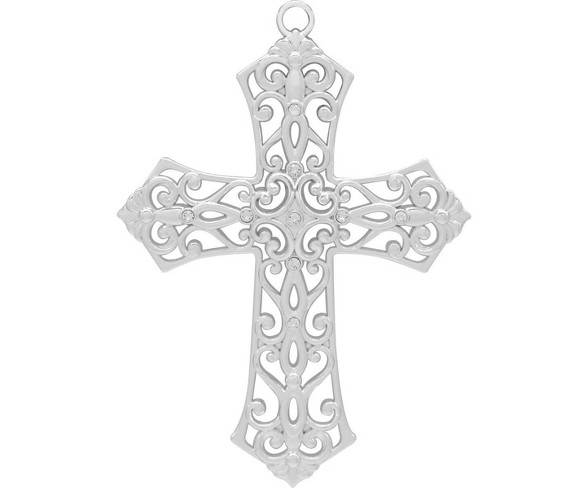 Crystals from Swarovski Harvey Lewis Silver Cross Christmas Ornament
