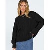 Coolmee Womens Oversized Knit Sweater Vintage Pullover Sweater Crewneck Cable Knitted Tops - 3 of 4