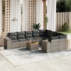 vidaXL 10 Piece Patio Sofa Set with Cushions Gray Poly Rattan - Gray and Dark Gray Table + 5x Middle + 2x Corner - 2 of 4